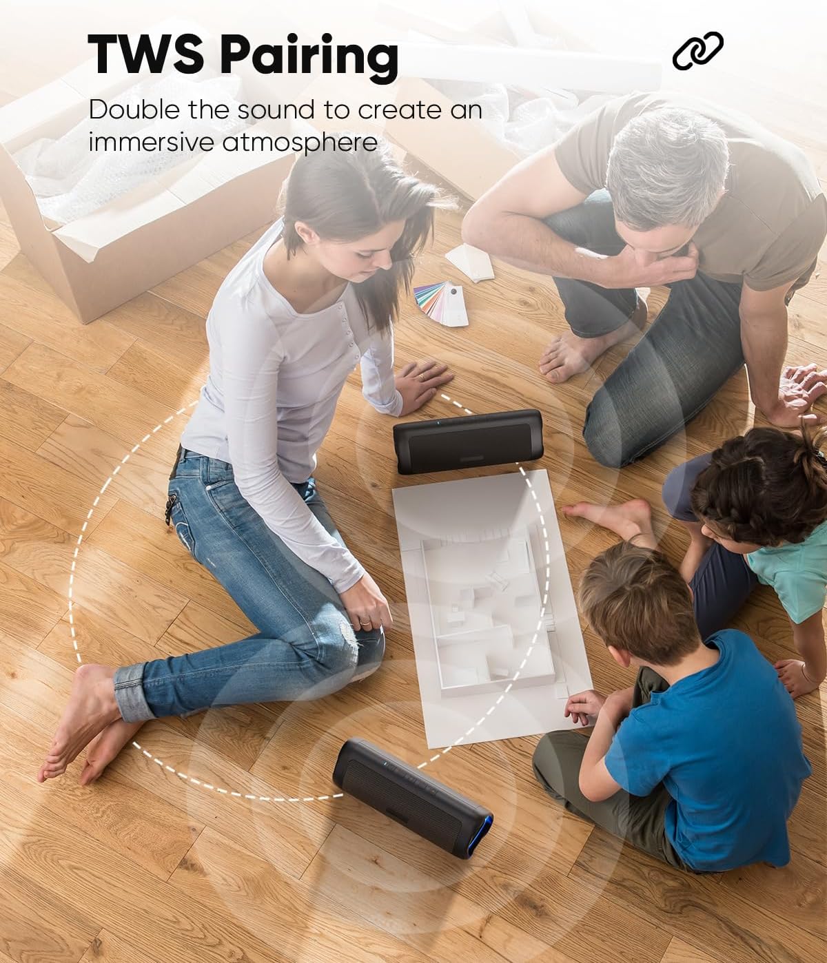 Bluetooth Speaker with HD Sound, Portable Wireless, IPX5 Waterproof, Up to 20H Playtime, TWS Pairing, BT5.3, for Home/Party/Outdoor/Beach, Stocking Stuffers, White Elephant Gifts for Adults (Blue)