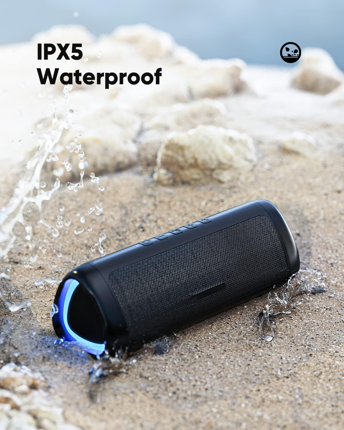 Bluetooth Speaker with HD Sound, Portable Wireless, IPX5 Waterproof, Up to 20H Playtime, TWS Pairing, BT5.3, for Home/Party/Outdoor/Beach, Stocking Stuffers, White Elephant Gifts for Adults (Blue)