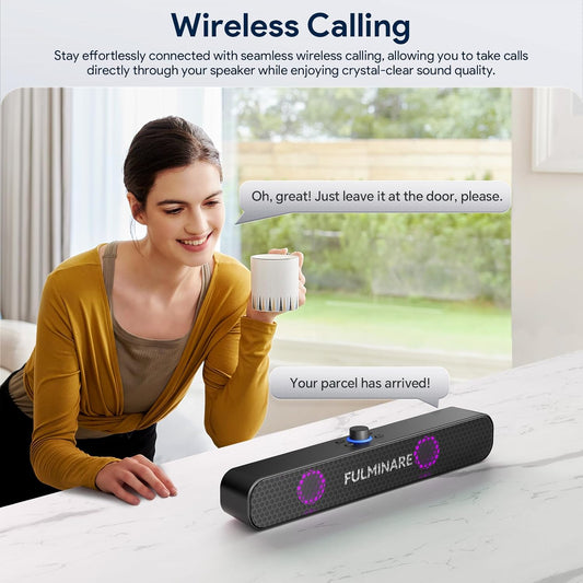 FULMINARE Bluetooth Speaker with 26W HD Sound, Portable Speaker Up to 30H Playtime, AUX&TF-Card&USB Input, LED Lights, Speakers Bluetooth 5.3 Wireless for Home/Party/Outdoor, (Black)